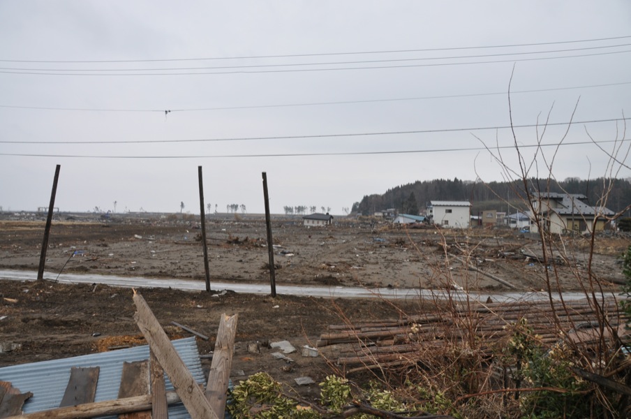 2011年4月9日の岩手県野田村の津波浸水のあったエリア